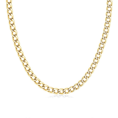 Gold Coloured Stainless Steel Necklace, Gourmet Chain, 7 Mm