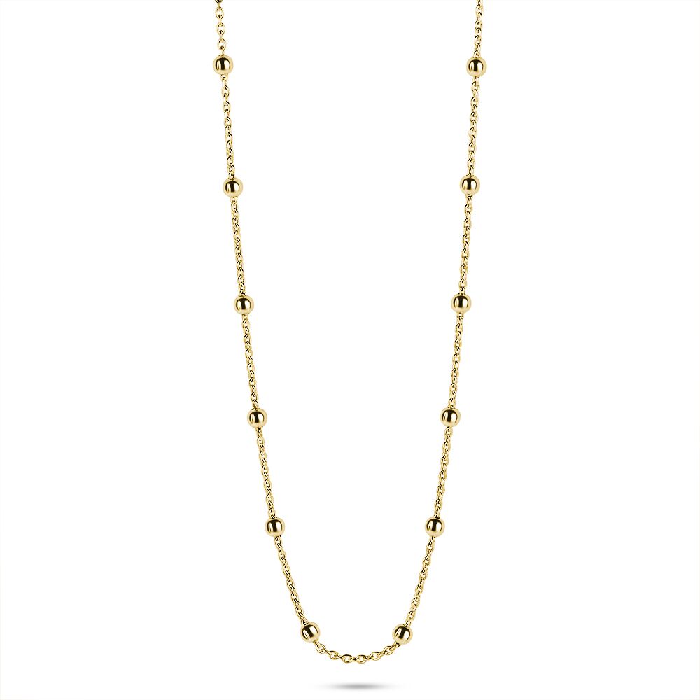 18Ct Gold Plated Silver Necklace, Balls, 2,5 Mm, Between Forcat Chain