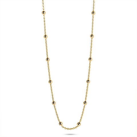 18Ct Gold Plated Silver Necklace, Balls, 2,5 Mm, Between Forcat Chain