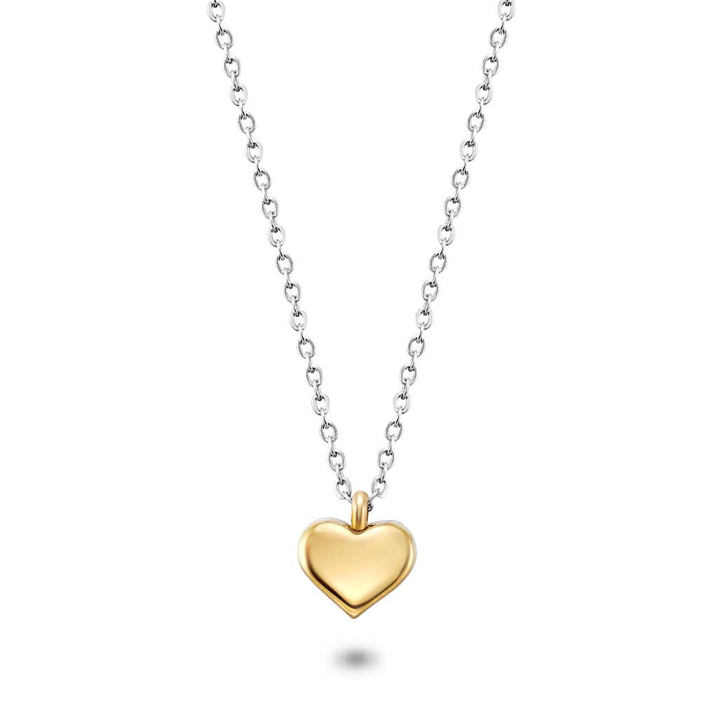 Stainless Steel Necklace, Gold-Coloured Heart