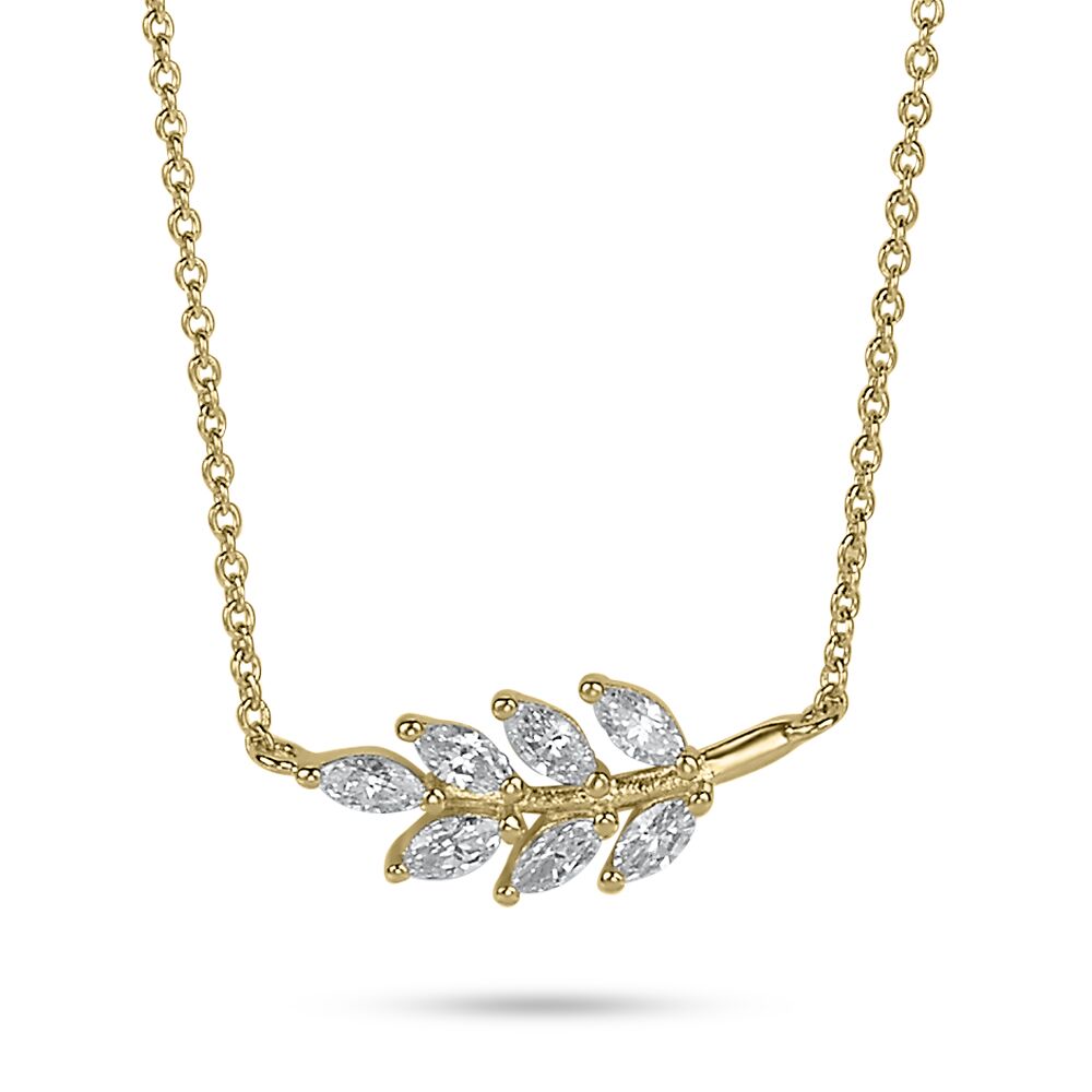 18Ct Gold Plated Necklace, Zirconia Branch