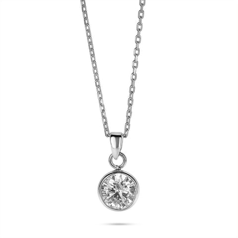 Silver Necklace, 7 Mm Zirconia