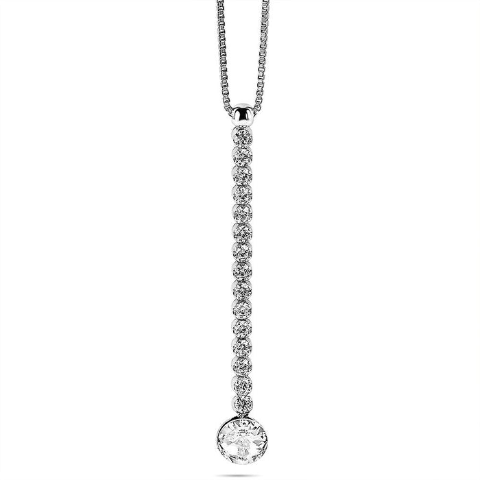 Silver Necklace With 1 Crystal And 15 Zirkonia