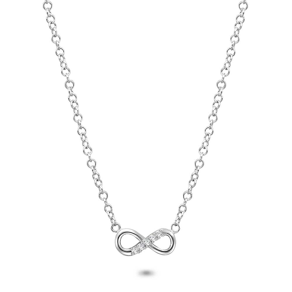 Silver Necklace, Infinity With Zirconia