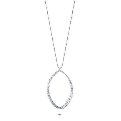 Silver Necklace, 3 Open Ellipses