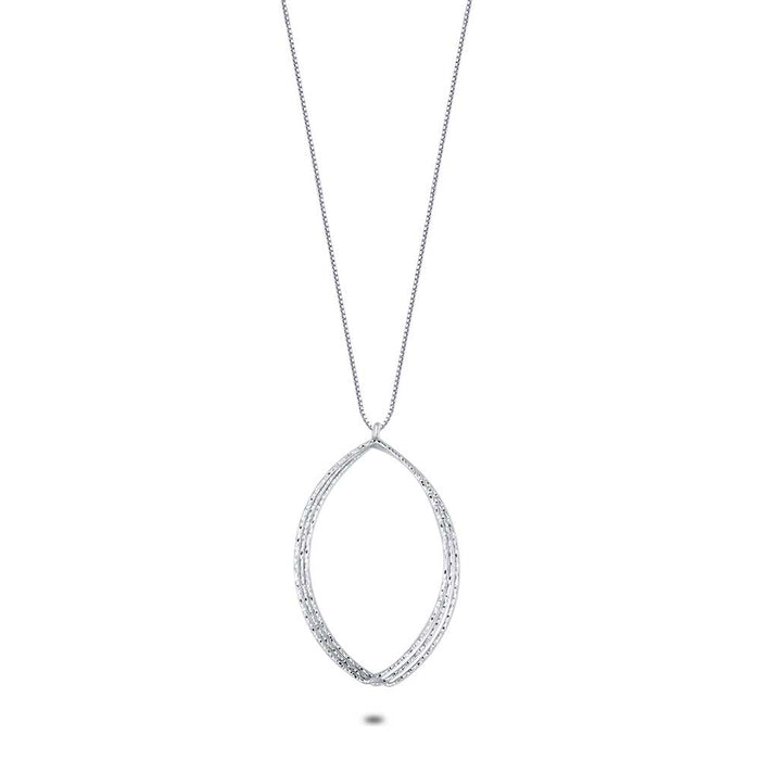 Silver Necklace, 3 Open Ellipses
