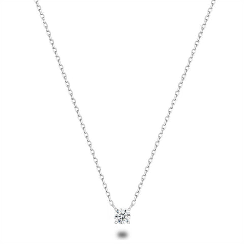 Silver Necklace, 4 Mm White Zirconia