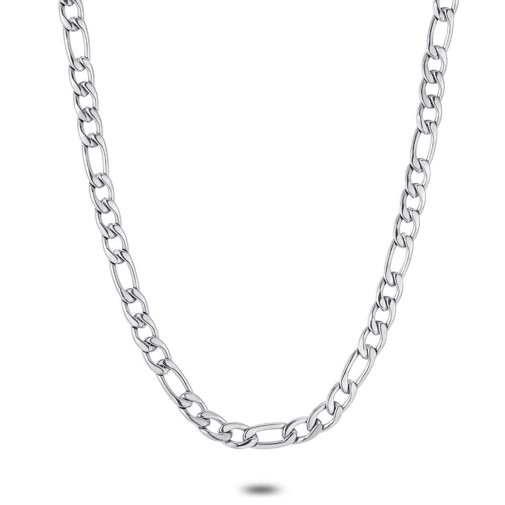 Stainless Steel Necklace, Figaro 5 Mm