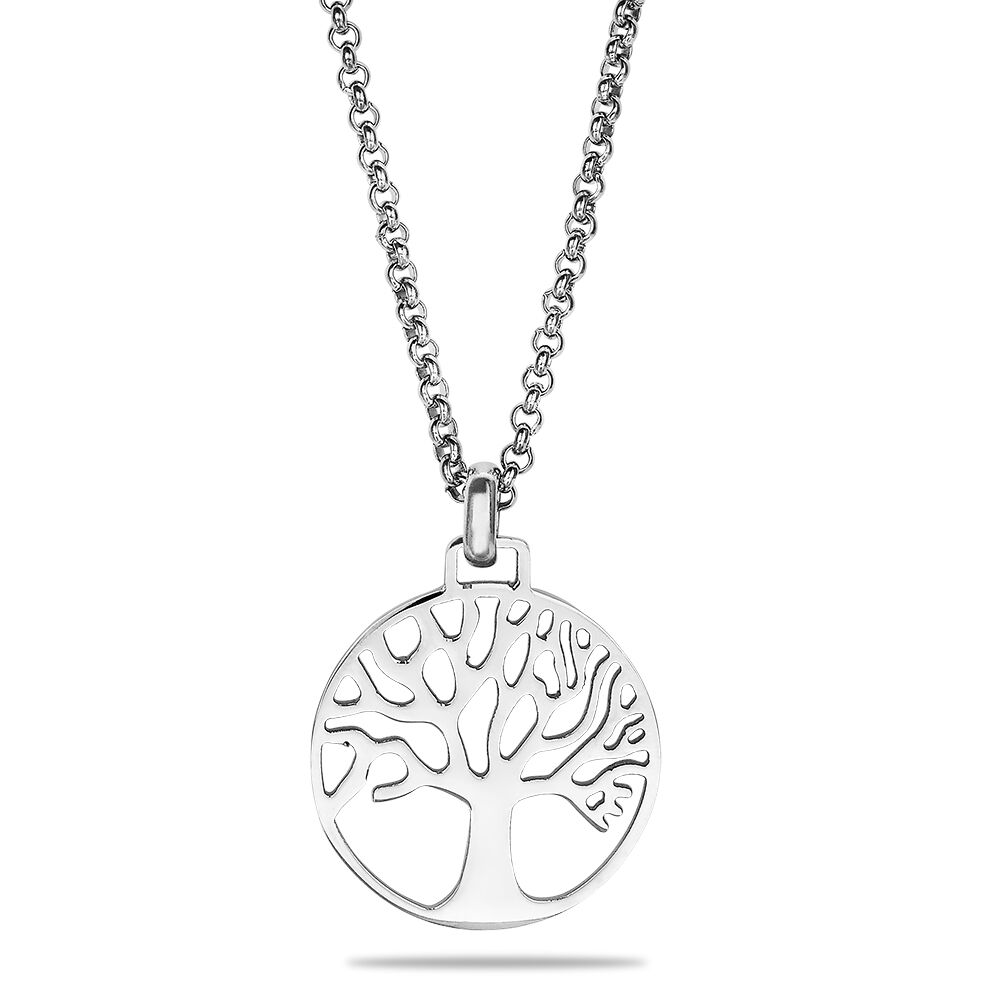 Stainless Steel Necklace, Tree Of Life Motif