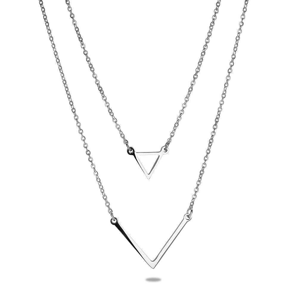 Stainless Steel Necklace, Geometric Motifs