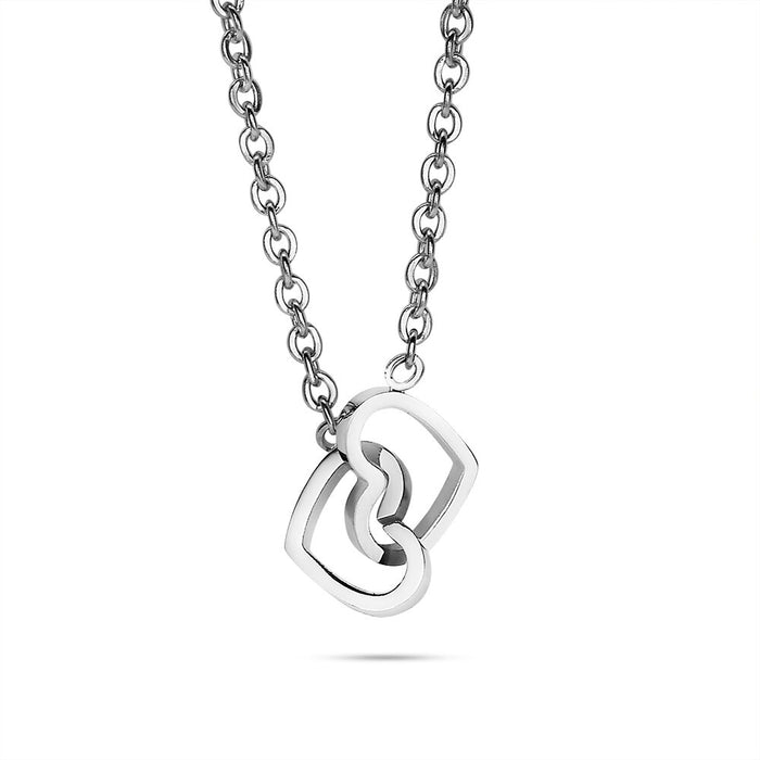 Stainless Steel Necklace, Open Hearts