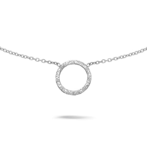 Silver Necklace, Hammered Circle