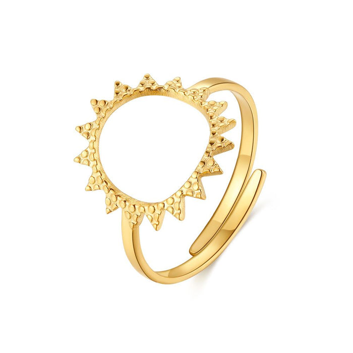 One Size Gold-Coloured Stainless Steel Ring, Open Sun