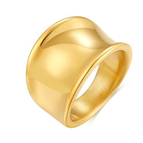 Gold-Coloured Stainless Steel Ring, Wide, 1,5 Cm