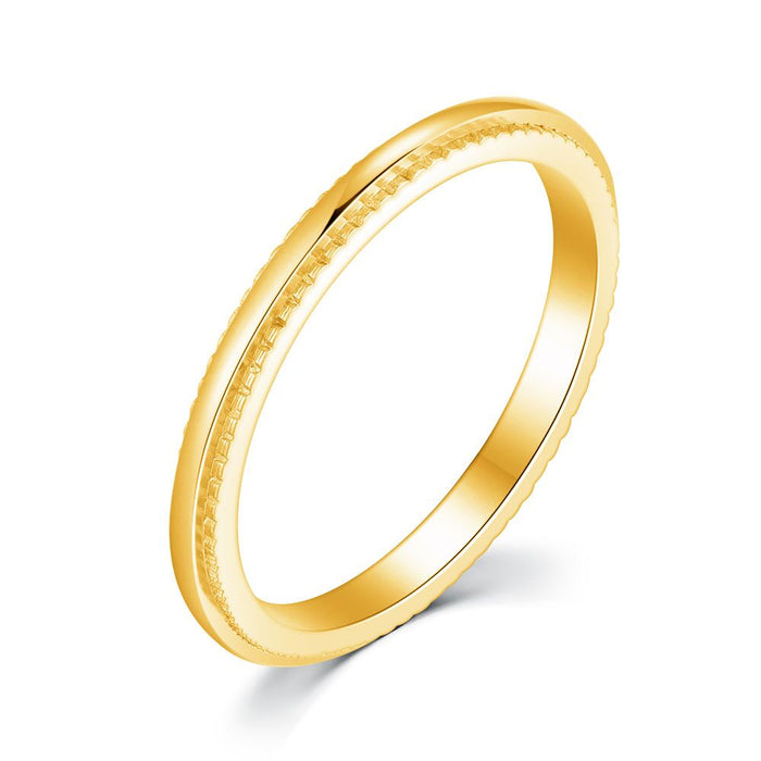 Gold-Coloured Stainless Steel Ring, 2 Mm, Striped