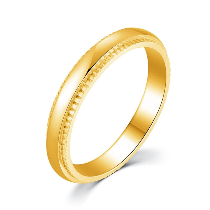 Gold-Coloured Stainless Steel Ring, 3 Mm, Striped