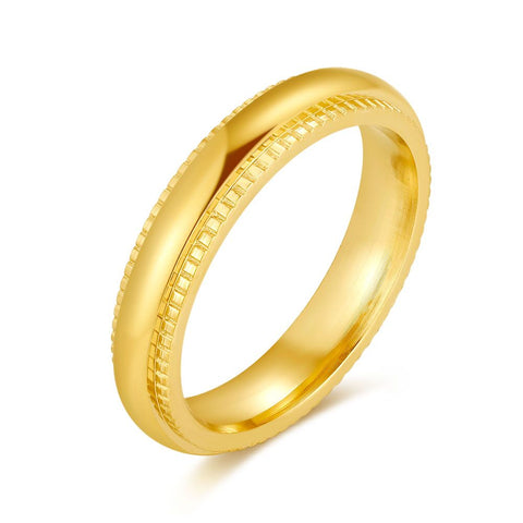 Gold-Coloured Stainless Steel Ring, 4 Mm, Striped