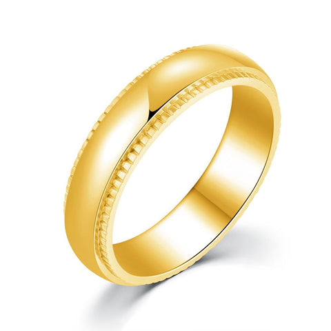 Gold-Coloured Stainless Steel Ring, 5 Mm, Striped