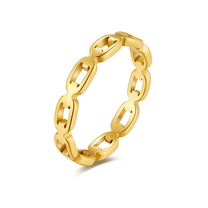 Gold-Coloured Stainless Steel Ring, Oval Links, 3 Mm