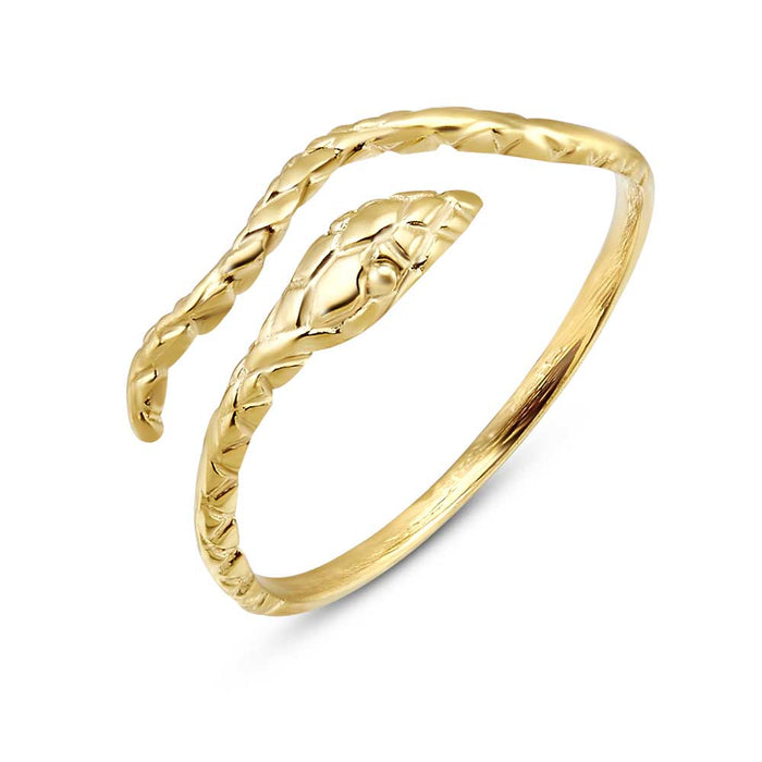 Gold-Coloured Stainless Steel Ring, Snake