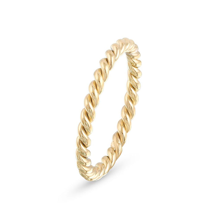 Gold-Coloured Stainless Steel Ring, Twisted, 2,5