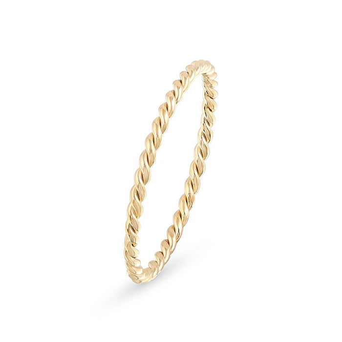 Thin, Gold-Coloured Stainless Steel Ring, Twisted, 1,5 Mm