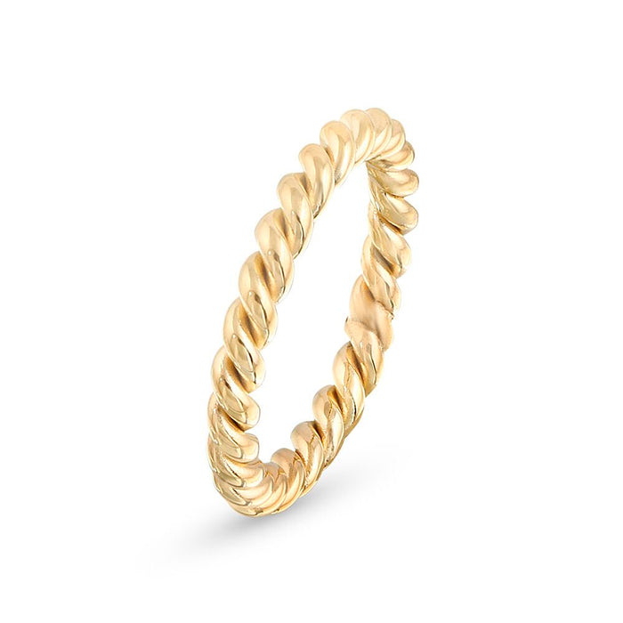 Gold-Coloured Stainless Steel Ring, Twisted, 3 Mm