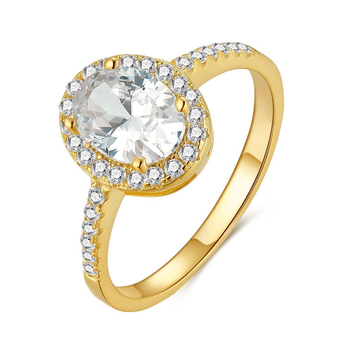 18Ct Gold Plated Silver Ring, Oval Zirconia, Small Zirconia