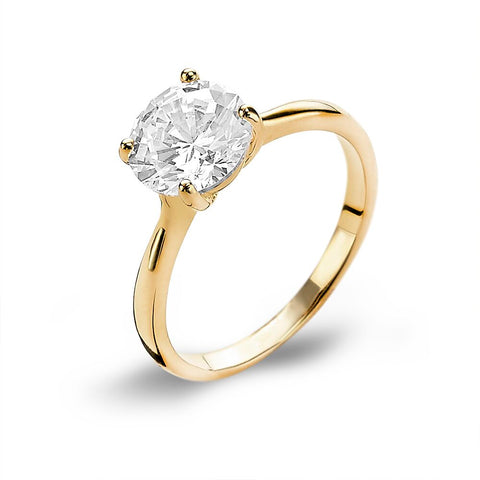 18Ct Gold Plated Silver Ring, Zirconia 8 Mm, Solitaire