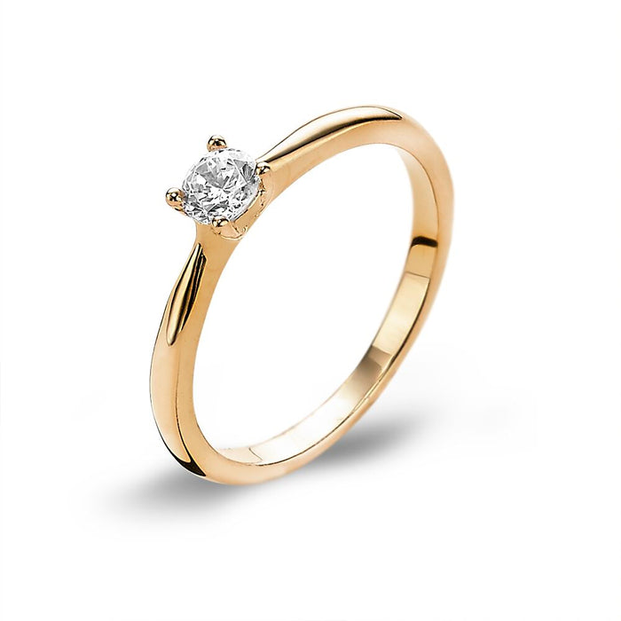 18Ct Gold Plated Silver Ring, Small Zirconia, Solitaire