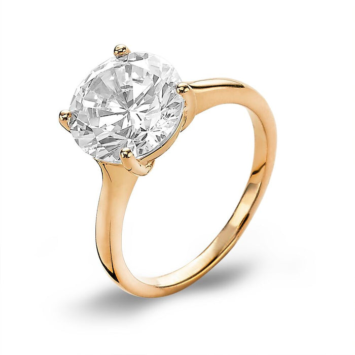18Ct Gold Plated Silver Ring, Solitaire, 10 Mm