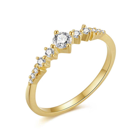 18Ct Gold Plated Silver Ring, Zirconia From Large To Small