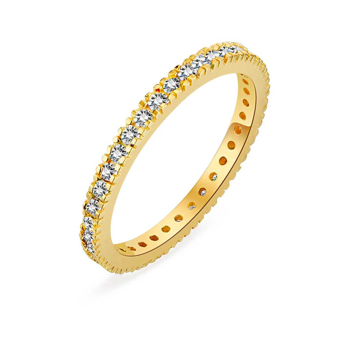 18Ct Gold Plated Silver Ring, White Zirconia