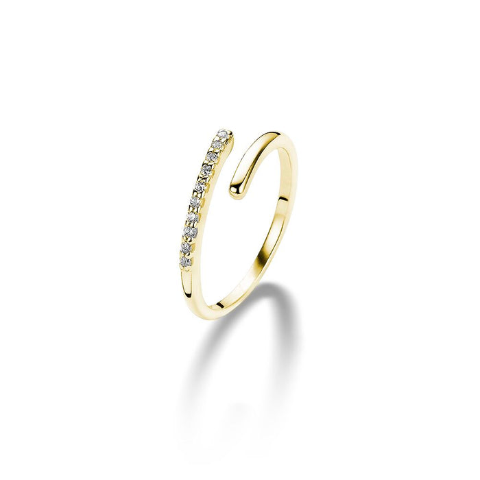 18Ct Gold Plated Silver Ring, Open Ring, Zirconia