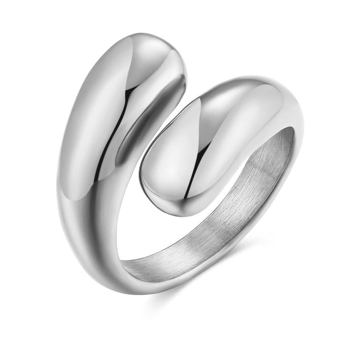 Stainless Steel Ring, Open Ring, 2 Drops