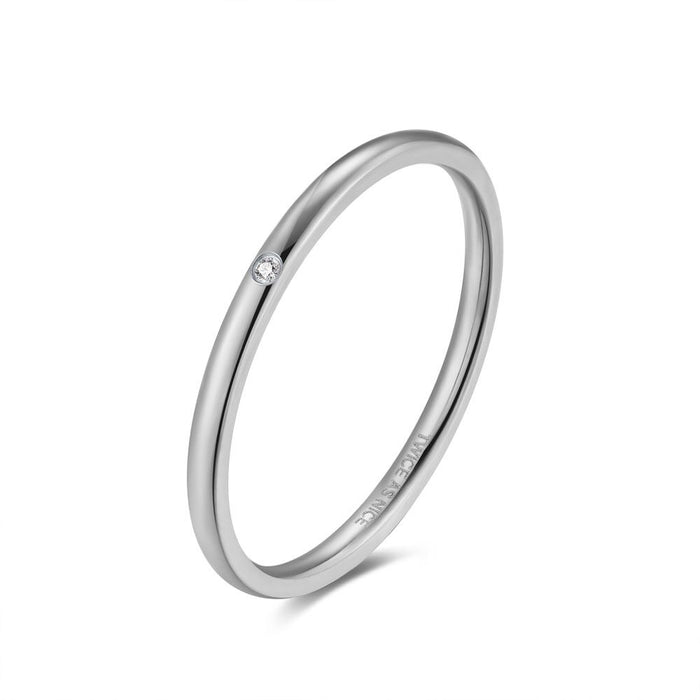 Stainless Steel Ring, 1 Mm, 1 Crystal
