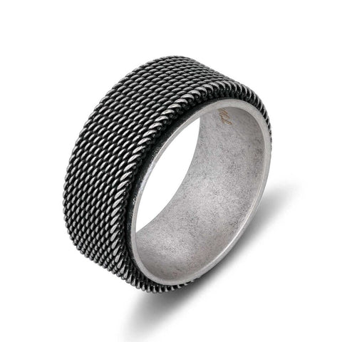 Stainless Steel Ring, Wide Ring, Woven