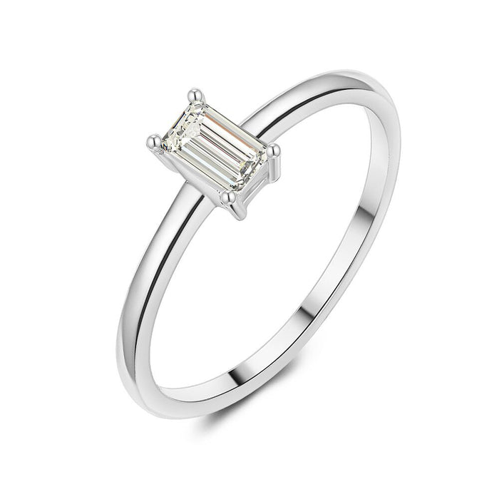 Silver Ring, Baguette Zirconia, Solitaire