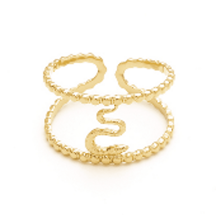 Gold-Coloured Stainless Steel Ring, Open Ring, Snake