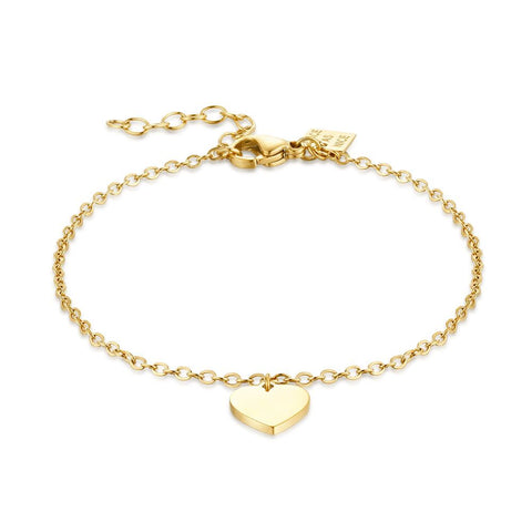 Gold Coloured Stainless Steel Bracelet, Heart