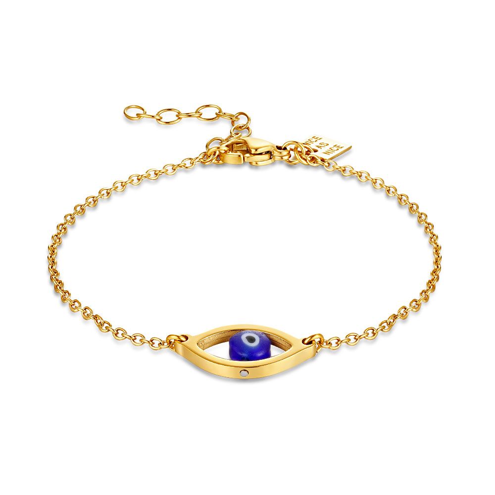 Gold Coloured Stainless Steel Bracelet, Nazar Eye