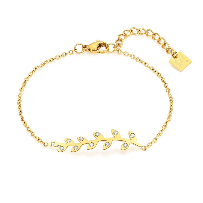 Gold Coloured Stainless Steel Bracelet, Branch