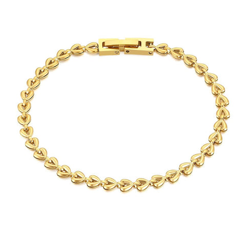 Gold Coloured Stainless Steel Bracelet, Hearts