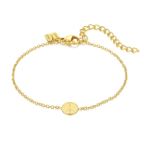 Gold Coloured Stainless Steel Bracelet, Peace