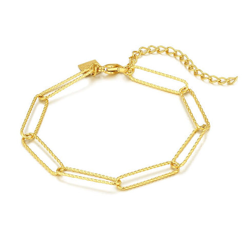 Gold Coloured Stainless Steel Bracelet, Oval Links