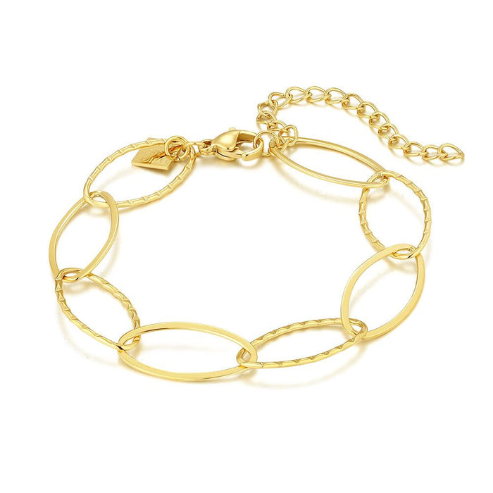 Gold Coloured Stainless Steel Bracelet, Open Ovals