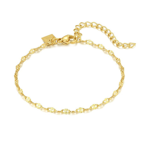 Gold Coloured Stainless Steel Bracelet, Small Ovals