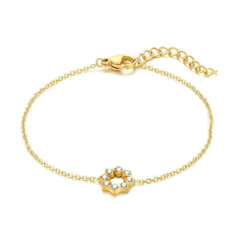 Gold Coloured Stainless Steel Bracelet, Flower