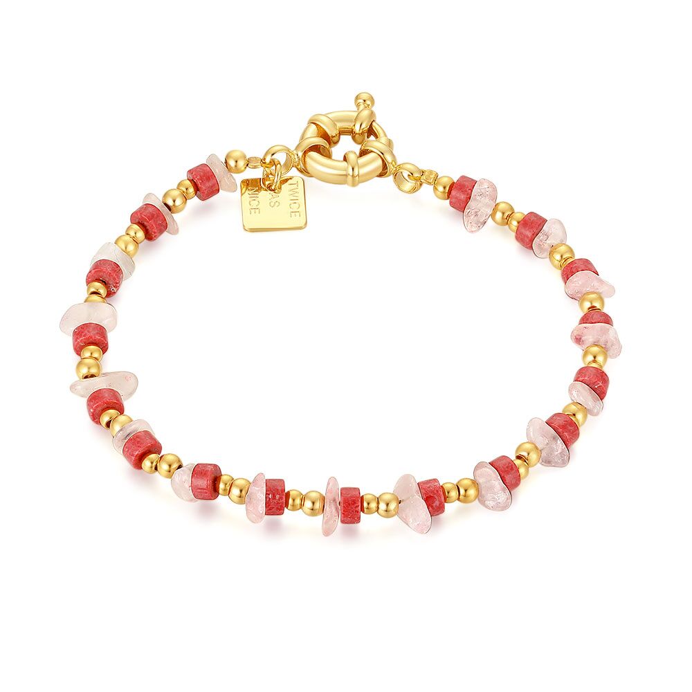 High Fashion Bracelet, Pink And Red Stones
