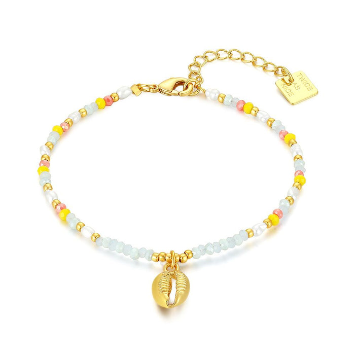 High Fashion Bracelet, Multicoloured Beads, Seashell